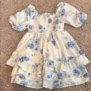 Poppy & Roses Blue Floral Kids Dress